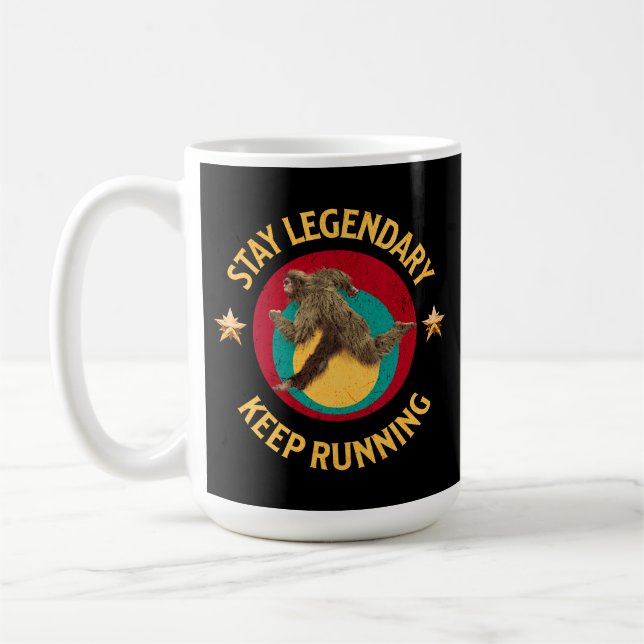 Funny Bigfoot Running Motivation Coffee Mug (Left)