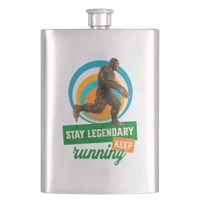 Funny Bigfoot Running Motivation Hip Flask (Front)