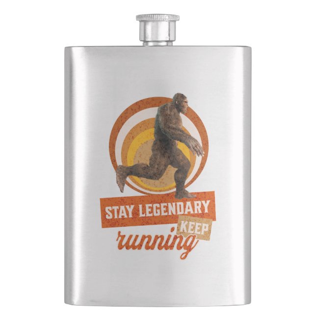 Funny Bigfoot Running Motivation Hip Flask (Front)