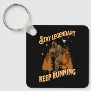 Funny Bigfoot Running Motivation Key Ring