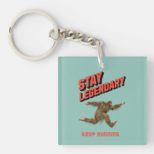 Funny Bigfoot Running Motivation Key Ring