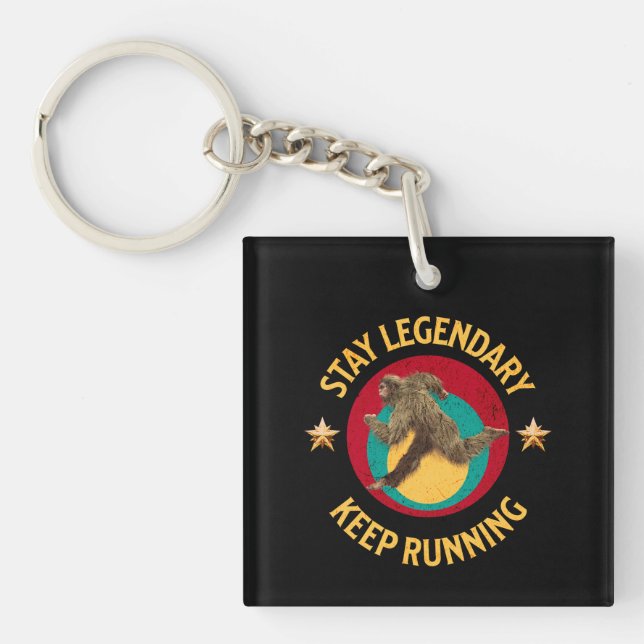 Funny Bigfoot Running Motivation Key Ring (Front)