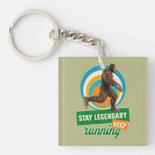 Funny Bigfoot Running Motivation Key Ring