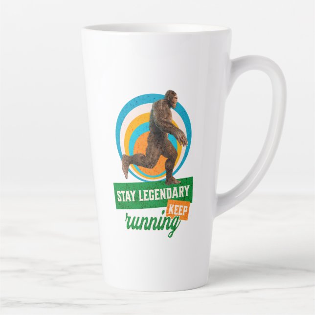 Funny Bigfoot Running Motivation Latte Mug (Right)