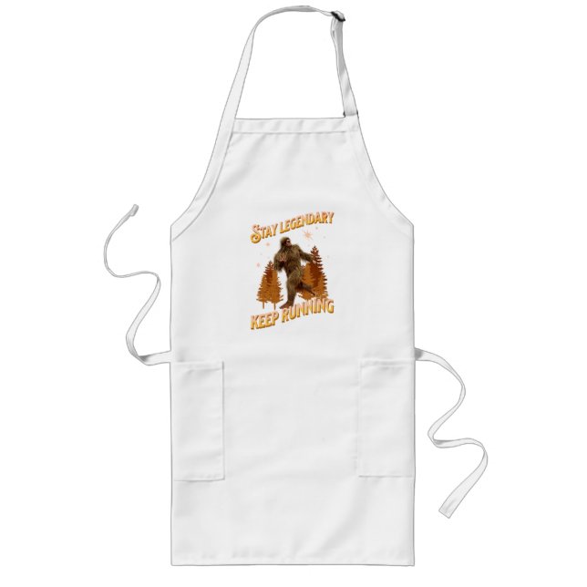 Funny Bigfoot Running Motivation Long Apron (Front)
