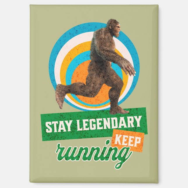 Funny Bigfoot Running Motivation Magnet (Front)