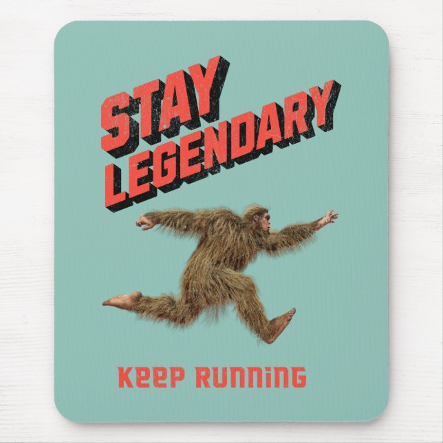 Funny Bigfoot Running Motivation Mouse Pad (Front)