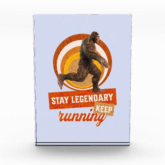 Funny Bigfoot Running Motivation Photo Block (Front)