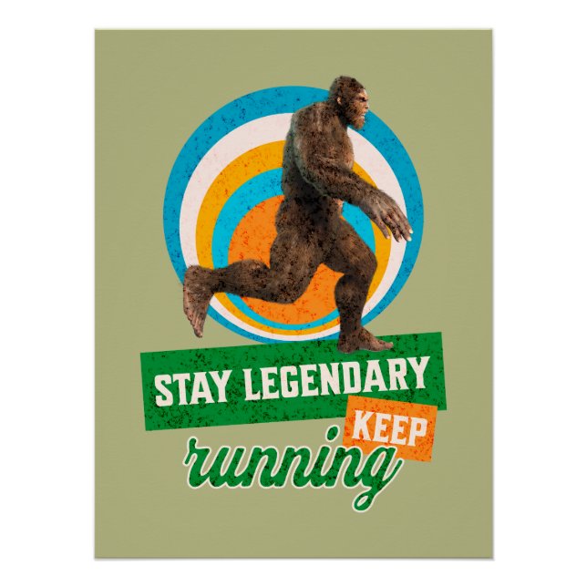 Funny Bigfoot Running Motivation Poster (Front)