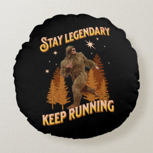 Funny Bigfoot Running Motivation Round Cushion