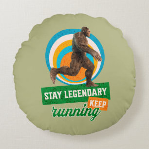 Funny Bigfoot Running Motivation Round Cushion