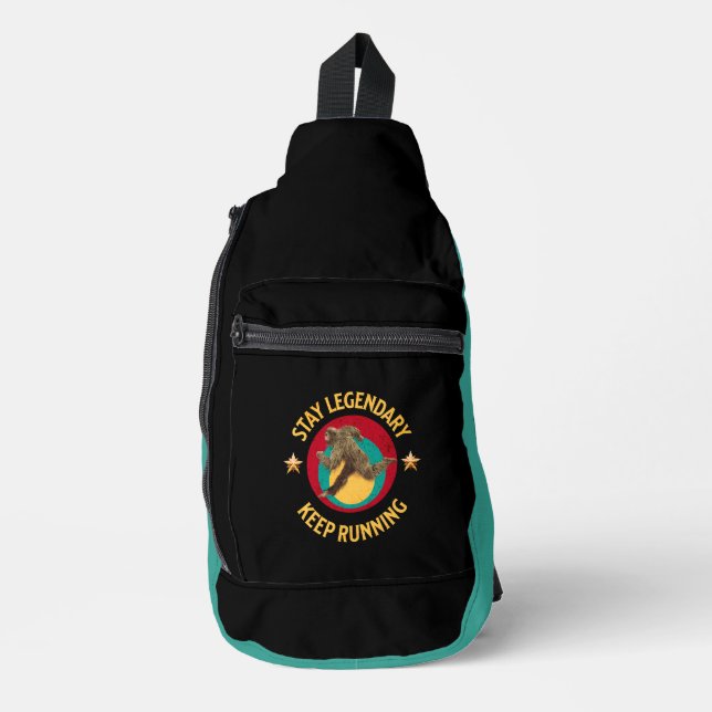 Funny Bigfoot Running Motivation Sling Bag (Front)