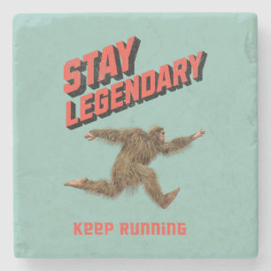 Funny Bigfoot Running Motivation Stone Coaster