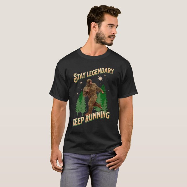 Funny Bigfoot Running Motivation T-Shirt (Front Full)