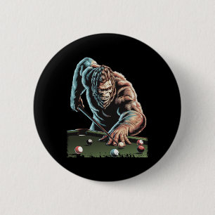 Funny Bigfoot Sasquatch Billiards Pool Player Men 6 Cm Round Badge