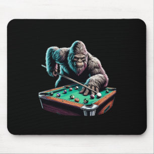 Funny Bigfoot Sasquatch Billiards Pool Player Men Mouse Pad