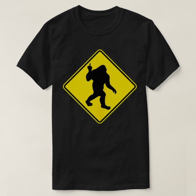 funny Bigfoot sasquatch crossing middle finger nov T-Shirt (Design Front)