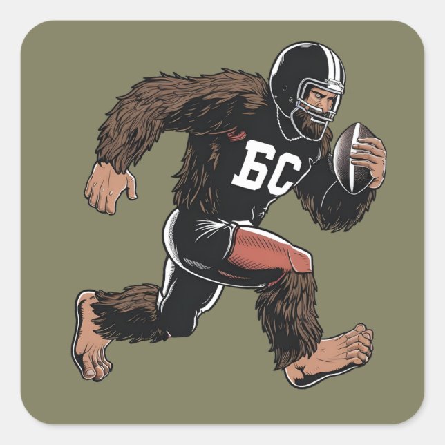 Funny Bigfoot Sasquatch Fantasy Football Sport   Square Sticker (Front)