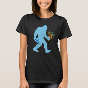 Funny Bigfoot Sasquatch Hanukkah Pajamakah Menorah T-Shirt