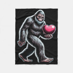 Funny Bigfoot Sasquatch Heart Mens Kids Boys Valen Fleece Blanket