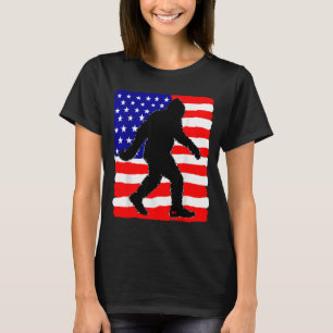 Funny Bigfoot Sasquatch Hiking American Patriotic T-Shirt