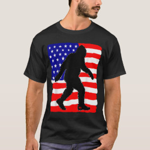 Funny Bigfoot Sasquatch Hiking American Patriotic T-Shirt