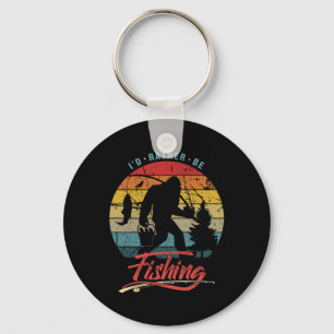 Funny Bigfoot Sasquatch I'd Rather Be Fishing Key Ring