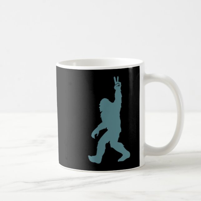 Funny Bigfoot Sasquatch Peace Sign Big Foot Squatc Coffee Mug (Right)