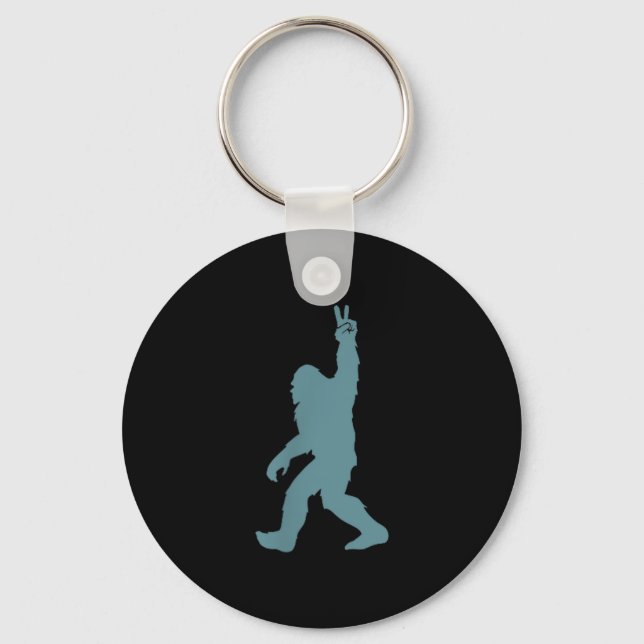 Funny Bigfoot Sasquatch Peace Sign Big Foot Squatc Key Ring (Front)