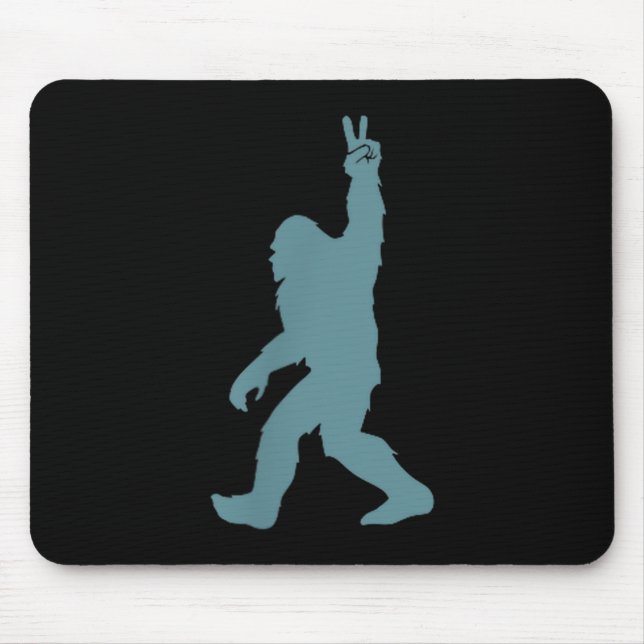 Funny Bigfoot Sasquatch Peace Sign Big Foot Squatc Mouse Pad (Front)