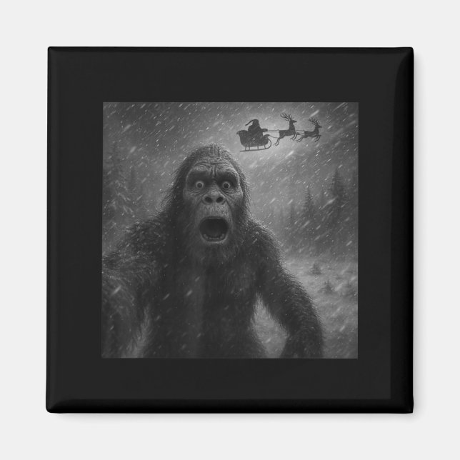 Funny Bigfoot Sasquatch Selfie Santa Claus Xmas Ch Magnet (Front)