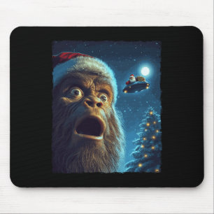 Funny Bigfoot Sasquatch Selfie Santa Ufo Xmas Chri Mouse Pad