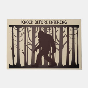 Funny Bigfoot Sasquatch silhouette knock before  Doormat