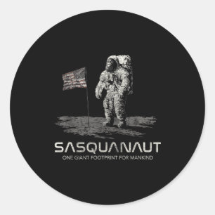 Funny Bigfoot Sasquatch Space Sasquanaut  Classic Round Sticker