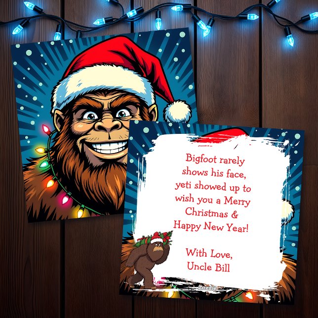 Funny Bigfoot Sasquatch Yeti Christmas Holiday Card (Creator Uploaded)