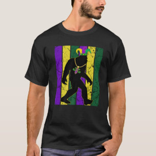Funny Bigfoot Sasquatsh Jester Mask For Mardi Gras T-Shirt