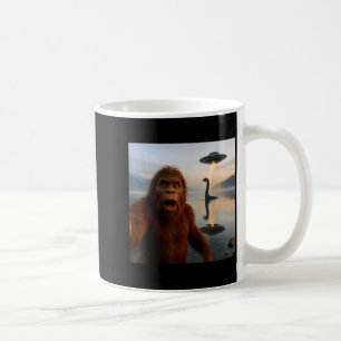 Funny Bigfoot Selfie With Loch Ness Monster And Uf Coffee Mug