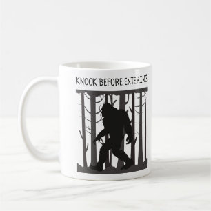 funny bigfoot silhouette knock before entering coffee mug