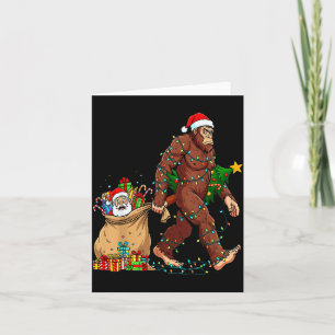 Funny Bigfoot Steals Santa & Xmas Tree - Chris Card