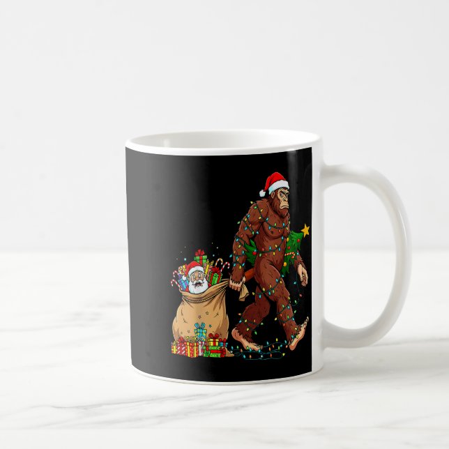 Funny Bigfoot Steals Santa &amp; Xmas Tree - Chris Coffee Mug (Right)