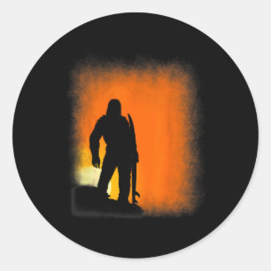 Funny Bigfoot Surfer Sunset Sasquatch Surfing Tee Classic Round Sticker