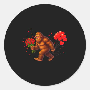 Funny Bigfoot Valentine Heart Sasquatch Retro Love Classic Round Sticker