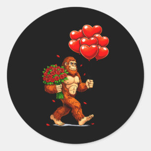Funny Bigfoot Valentine Love Hearts Sasquatch Grap Classic Round Sticker