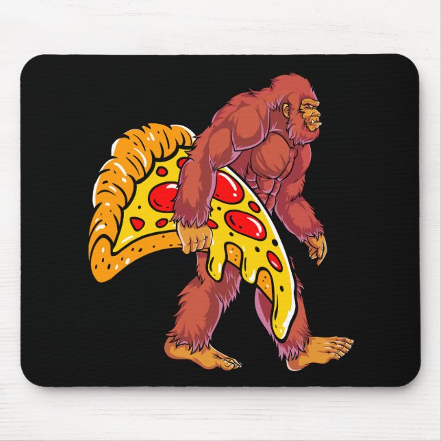 Funny Bigfoot Walking with Large Pizza Slice Mouse Pad (Front)