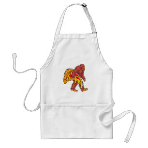 Funny Bigfoot Walking with Large Pizza Slice Standard Apron