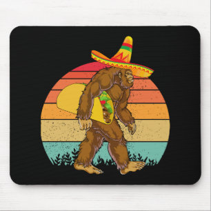 Funny Bigfoot Walking with Large Taco Mouse Pad