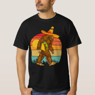 Funny Bigfoot Walking with Large Taco T-Shirt