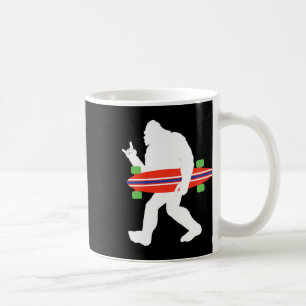 Funny Bigfoot With Longboard Skateboarder Coffee Mug