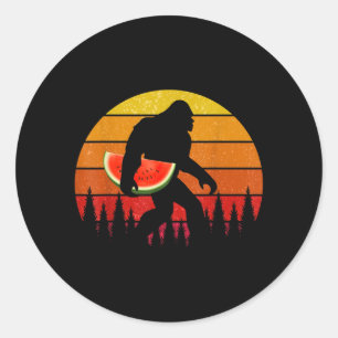 Funny Bigfoot With Watermelon Slice Melon Summer Classic Round Sticker