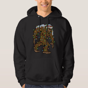 Funny Bigfoot Xmas Gift Santa Hat Bigfoot Christma Hoodie